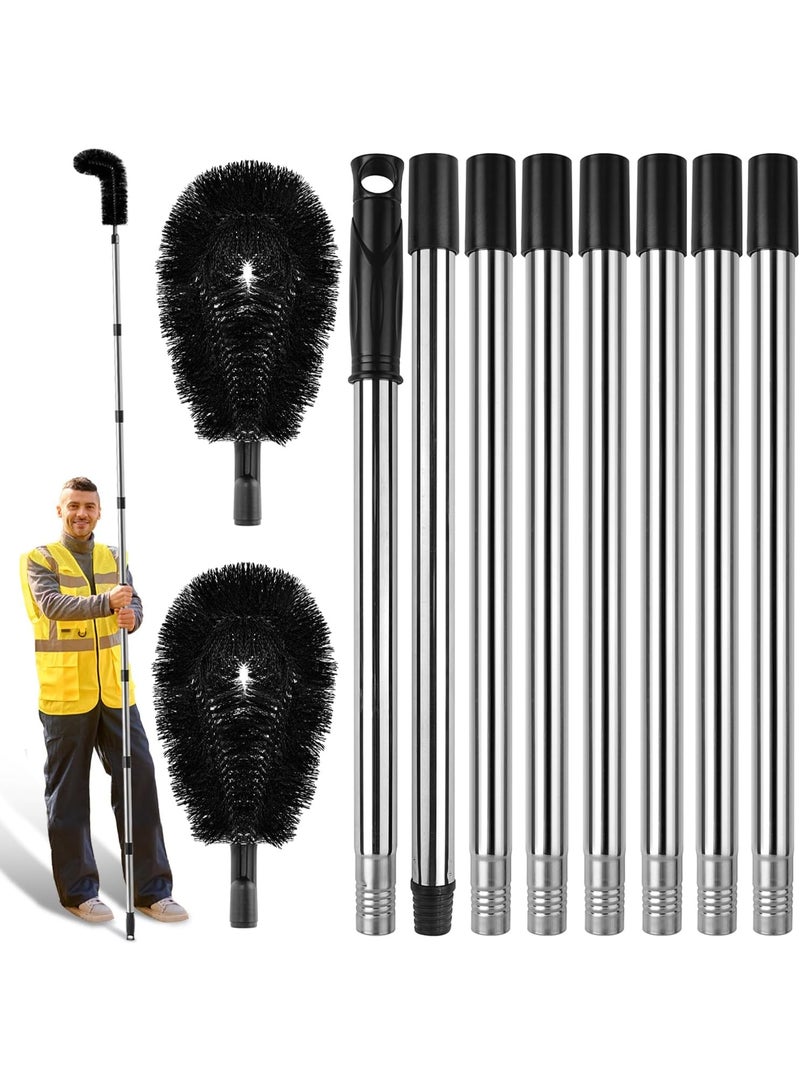 Bukela Long Reach Gutter Cleaning Tool, RV Rain Gutter Cleaning Brush with Adjustable Pole, Easy Remove Leaves Debris from Roof Gutters, Black - Image 1